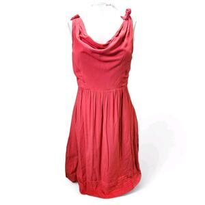 Anthropologie Maeve Brianne Dress Cowl Neck Coral Pink Knee Length Womens Size 4